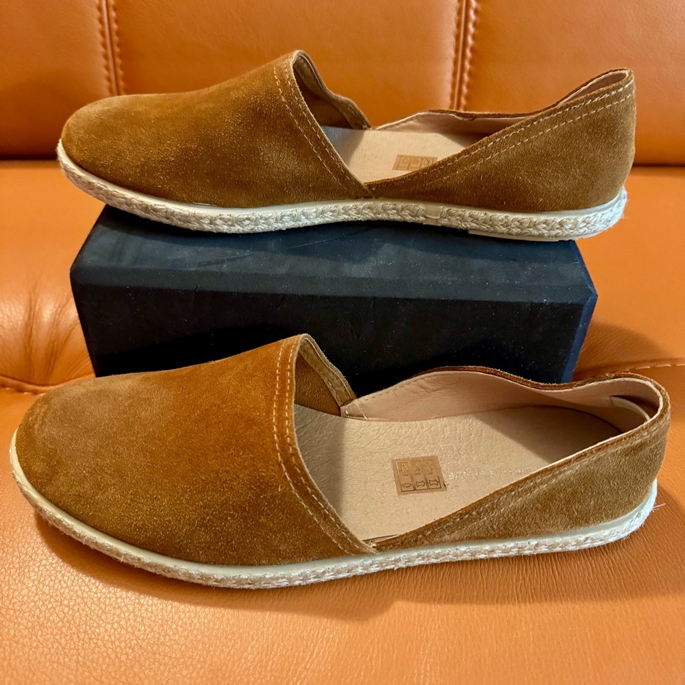 Saks Fifth Avenue Women Cognac Suede Espadrilles Size 40  US 9 Made in Spain